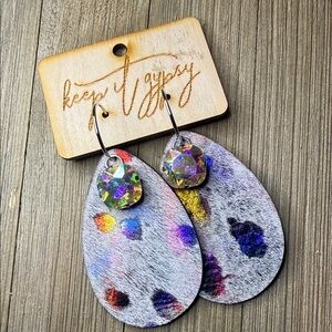 Keep It Gypsy AB Rainbow Hair On Hide Earrings